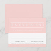 CARTE DE RÉPONSE RSVP moderne rose blush (Devant / Derrière)