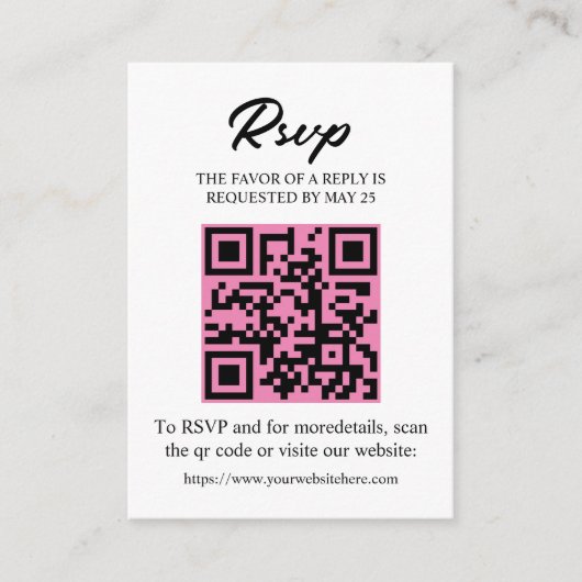 Carte de réponse RSVP modifiable avec code QR, enc (Devant)