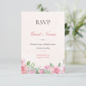 Carte de réponse RSVP modifiable avec roses saumon (Debout devant)