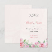 Carte de réponse RSVP modifiable avec roses saumon (Devant / Derrière)