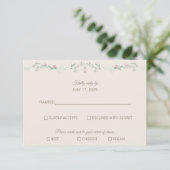 Carte de réponse RSVP Monogramme avec feuillage ro (Debout devant)