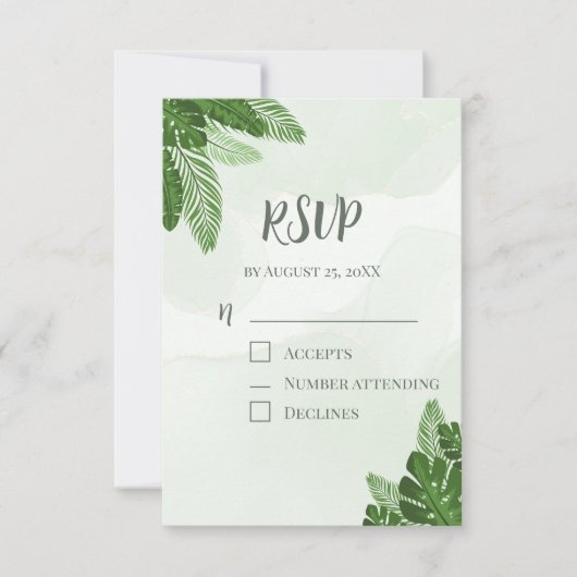 Carte de réponse RSVP Monstera Feuillage Tropical (Devant)