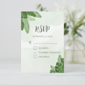 Carte de réponse RSVP Monstera Feuillage Tropical (Debout devant)
