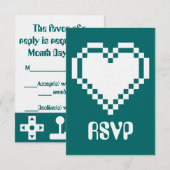 Carte de réponse RSVP Multijoueur en sarcelle (Devant / Derrière)