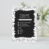 Carte de réponse RSVP musique abstraite noir et bl (Debout devant)