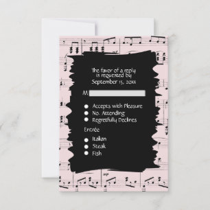 Carte de réponse RSVP musique abstraite noir et ro