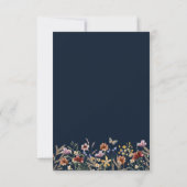 Carte de réponse RSVP Navy Boho Floral avec repas (Dos)