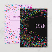 Carte de réponse RSVP Neon Lights Sweet 16 Club Pa (Devant / Derrière)