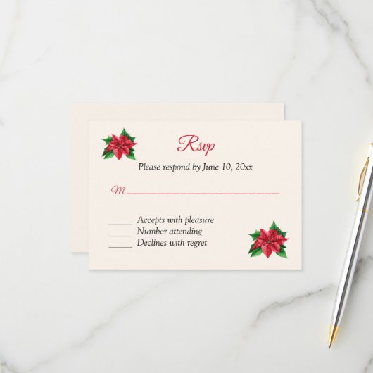 Carte de réponse RSVP Noël (Devant/Arrière en situation)