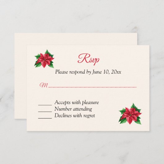 Carte de réponse RSVP Noël (Devant / Derrière)