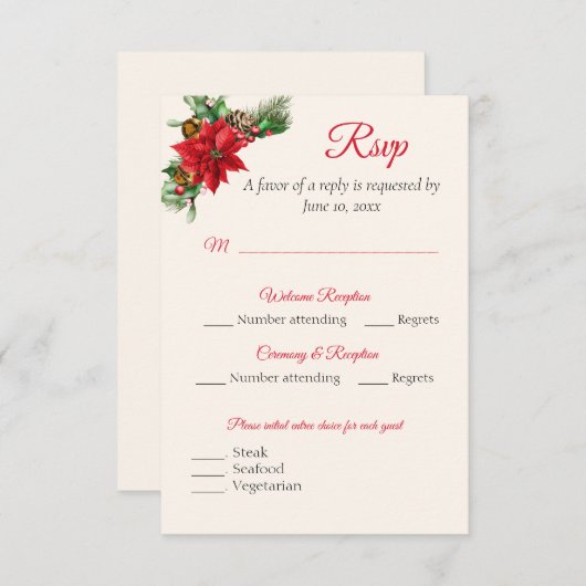 Carte de réponse RSVP Noël (Devant / Derrière)