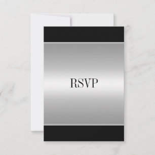 Carte de réponse RSVP Noir Argent Toutes les occas