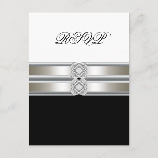 Carte de réponse RSVP noir blanc (Devant)
