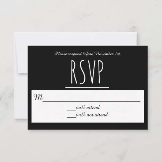 Carte de réponse RSVP noir/blanc - Carte de répons (Devant)
