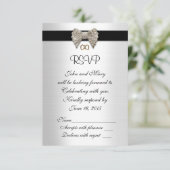 Carte de réponse Rsvp noir et blanc (Debout devant)