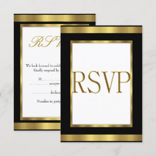 Carte de réponse RSVP Noir Or Blanc Tous les événe