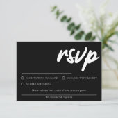Carte de réponse RSVP noire simple moderne avec ch (Debout devant)