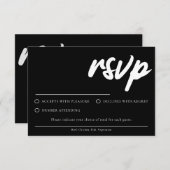 Carte de réponse RSVP noire simple moderne avec ch (Devant / Derrière)