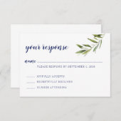 Carte de réponse RSVP Olive Branch avec écriture N (Devant / Derrière)