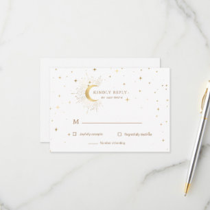 Carte de réponse RSVP or Crescent Céleste Lune