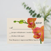 Carte de réponse RSVP Orchidées Orange Élégantes (Debout devant)