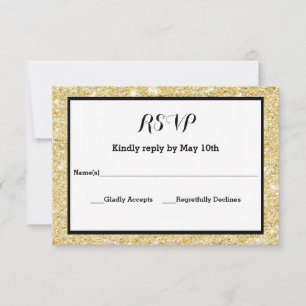 Carte de réponse RSVP - Paillettes dorées et cadre
