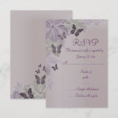 Carte de réponse RSVP Papillon Rose & Violet pour (Devant / Derrière)