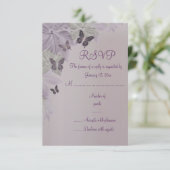 Carte de réponse RSVP Papillon Rose & Violet pour (Debout devant)