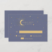 Carte de réponse RSVP Pastel Celestial Gold Moon (Devant / Derrière)