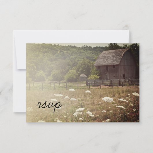 Carte de réponse RSVP patiné Mariage campagnard à (Devant)