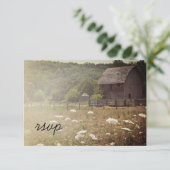 Carte de réponse RSVP patiné Mariage campagnard à (Debout devant)