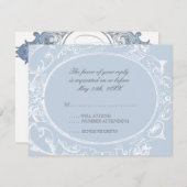 Carte de réponse RSVP Peacock Baroque - Bleu (Devant / Derrière)