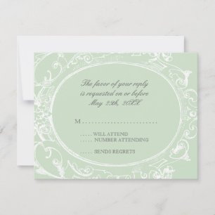 Carte de réponse RSVP Peacock Baroque - Vert print