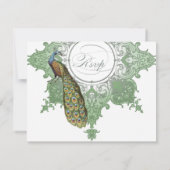 Carte de réponse RSVP Peacock Baroque - Vert print (Dos)