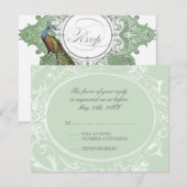 Carte de réponse RSVP Peacock Baroque - Vert print (Devant / Derrière)