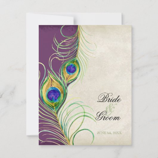 Carte de réponse RSVP Peacock Feathers (Dos)