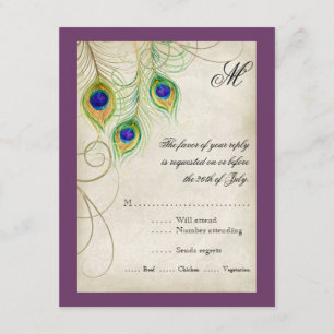 Carte de réponse RSVP Peacock Feathers