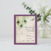 Carte de réponse RSVP Peacock Feathers (Debout devant)