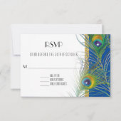 Carte de réponse RSVP Peacock Feathers Mariage ind (Devant)