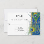 Carte de réponse RSVP Peacock Feathers Mariage ind<br><div class="desc">cobalt riche, saphir, bande bleue royale et couleur arrière - plan à l'envers. Il s'agit d'une carte de retour RSVP correspondante conçue pour coordonner avec l'ensemble de faire-part de mariage du même modèle. Cet ensemble est particulièrement agréable avec des couleurs mélangées et assorties. La couleur arrière - plan peut également...</div>