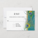 Carte de réponse RSVP Peacock Feaths Style Art Déc<br><div class="desc">Carte de retour RSVP correspondante conçue pour être coordonnée avec le jeu de faire-part de mariage de la même conception. Vous pouvez modifier les choix de réponse, ajouter des choix de menu et définir la date de réponse à l'aide des champs modèle fournis. La couleur arrière - plan peut également...</div>