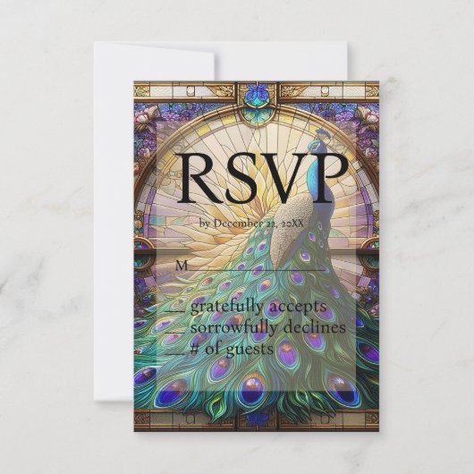 Carte de réponse RSVP Peacock Mariage (Devant)