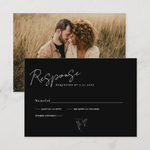 Carte de réponse RSVP photo noir et blanc calligra