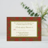 Carte de réponse RSVP plaid rouge vert chrétien d' (Debout devant)