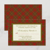 Carte de réponse RSVP plaid rouge vert chrétien d' (Devant / Derrière)