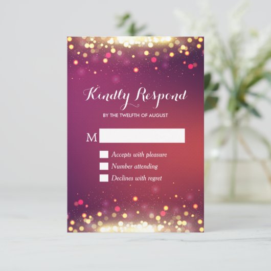 Carte de réponse RSVP points de glitter or moderne (Debout devant)