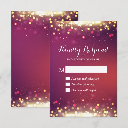 Carte de réponse RSVP points de glitter or scintil (Devant / Derrière)