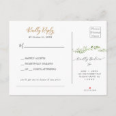 Carte de réponse RSVP pour chanson de verdure doré (Dos)