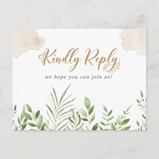 Carte de réponse RSVP pour chanson de verdure doré (Devant)