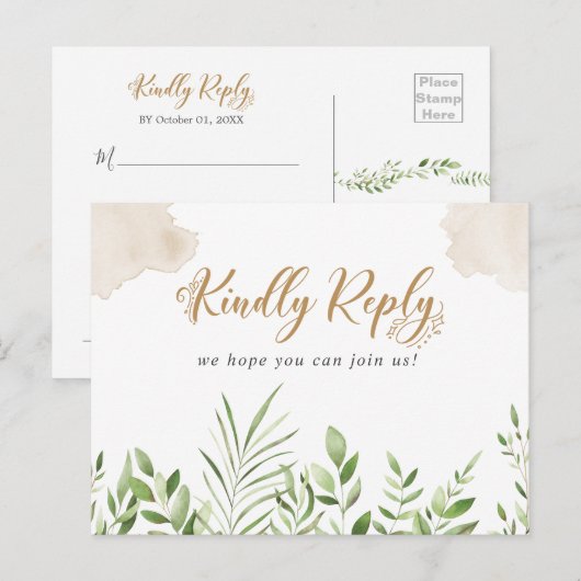 Carte de réponse RSVP pour chanson sur fond de ver (Devant / Derrière)